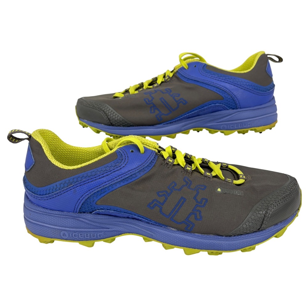 Icebug Aurora-L BUGrip Trail Running Shoes Womens 10 Grey Blue Lime Studded